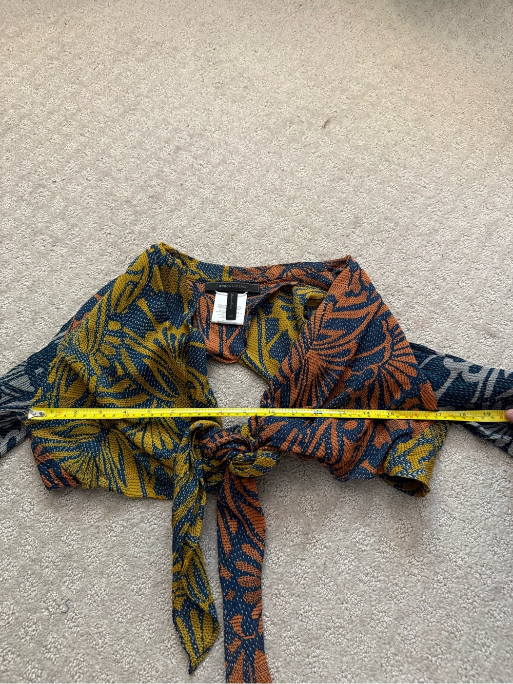 BCBGMaxAzria Rare 2 Piece Set Floral Vacation Festival Wide Leg Pants & Tie Top - Picture 14 of 15